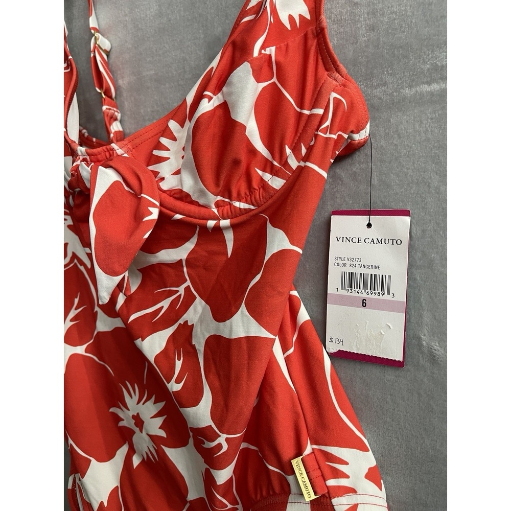 Vince Camuto Floral Print One Piece Swimsuit Size 6 New. Tangerine $134 - Picture 7 of 14